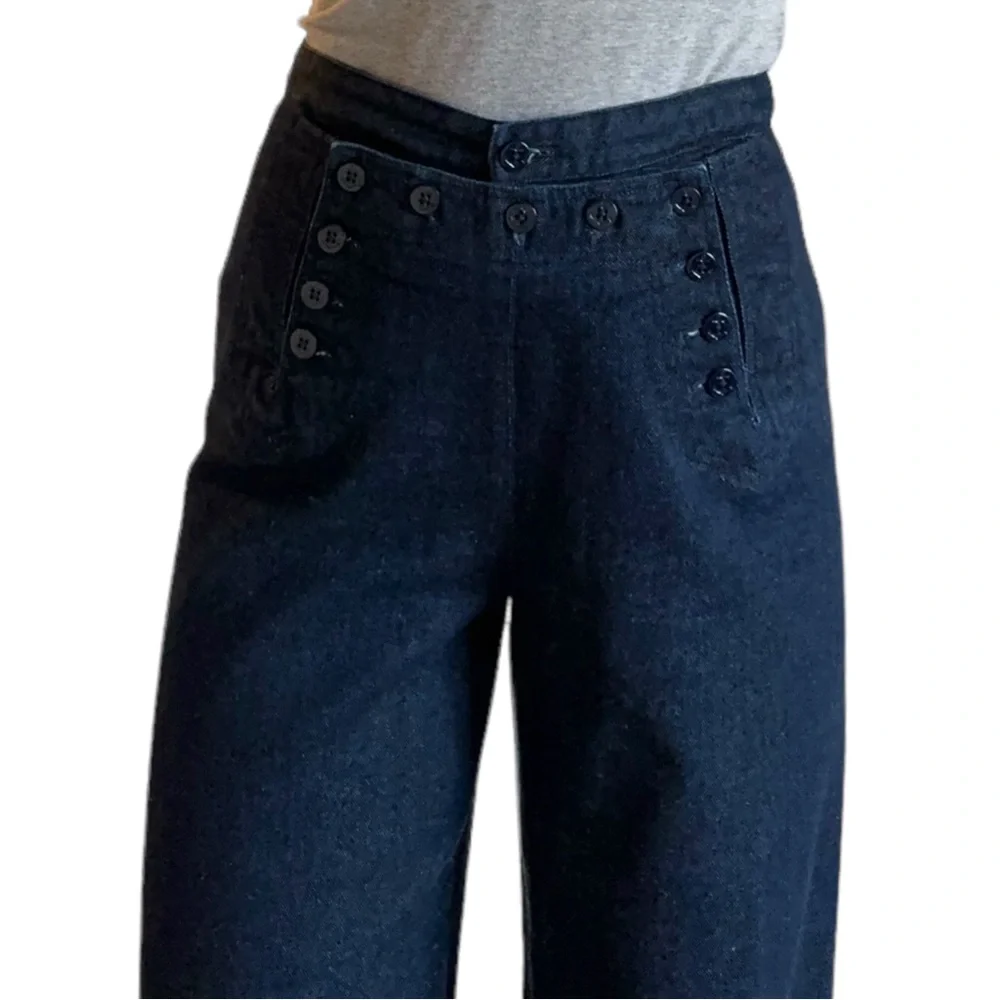 Lauren Ralph Lauren Sailor Pant Cotton Denim Navy 10P - Picture 4 of 9